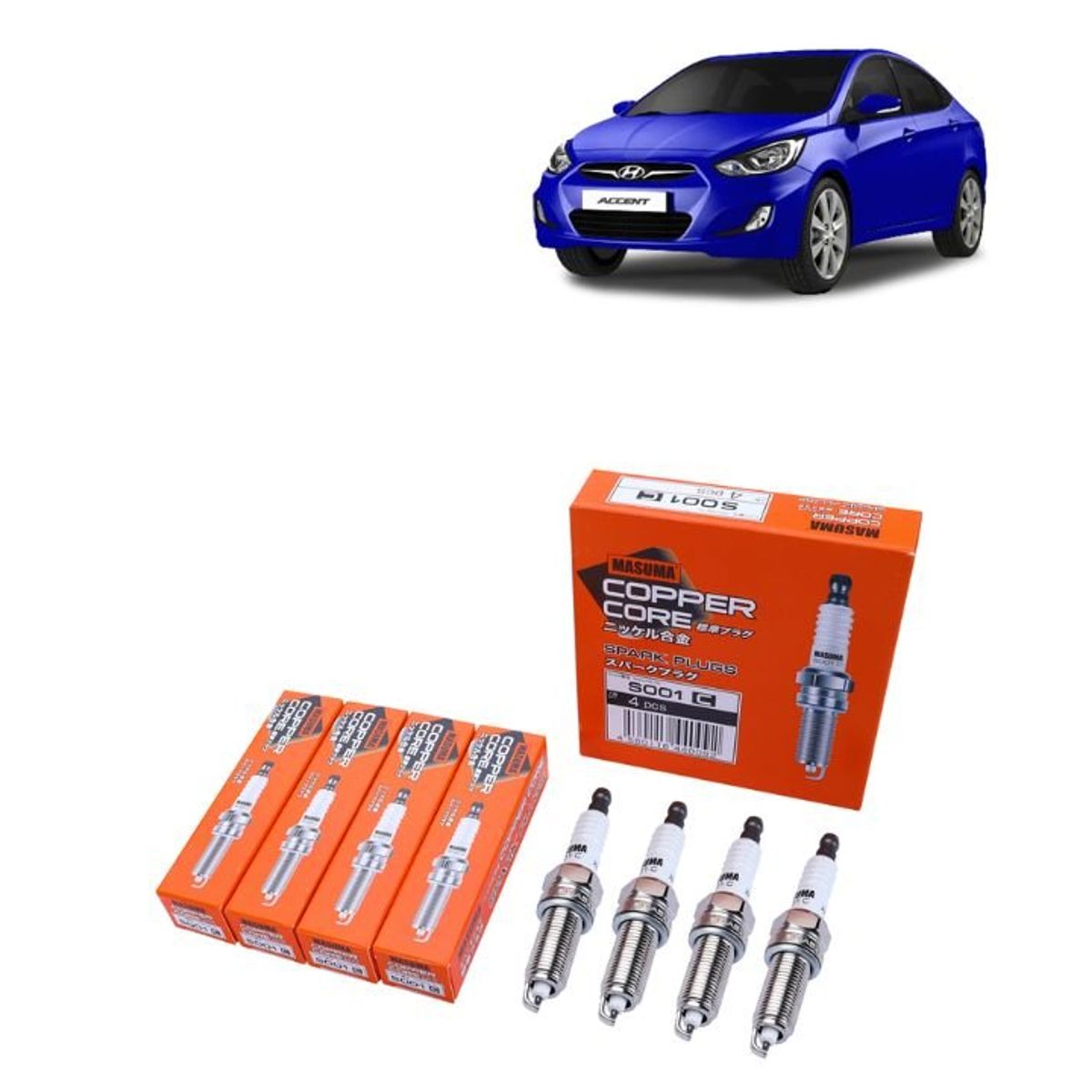 GENERICO - Bujías Iridio Masuma Pack 4 Para Hyundai Accent IV S001C