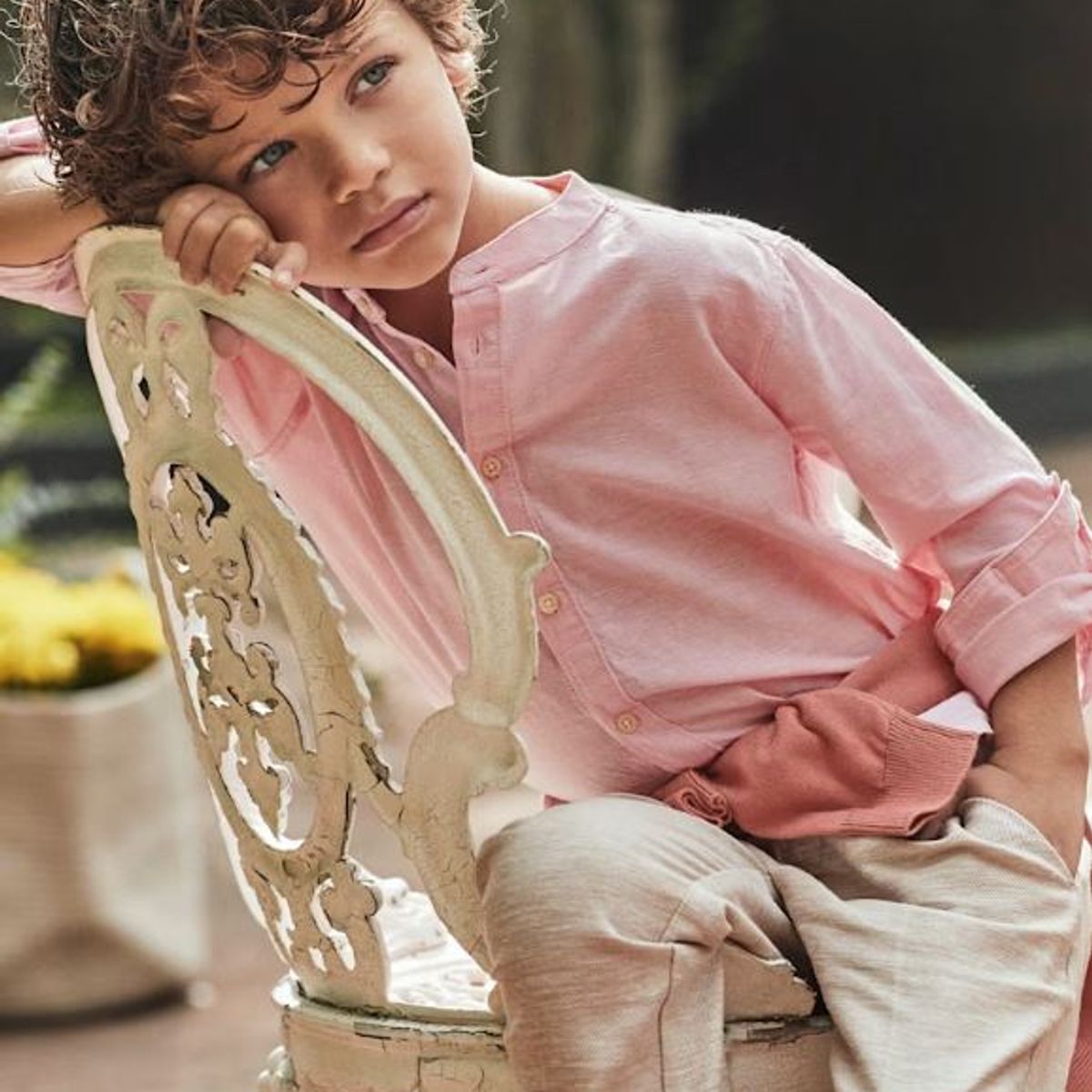 MAYORAL - Camisa lisa botones cuello mao niño