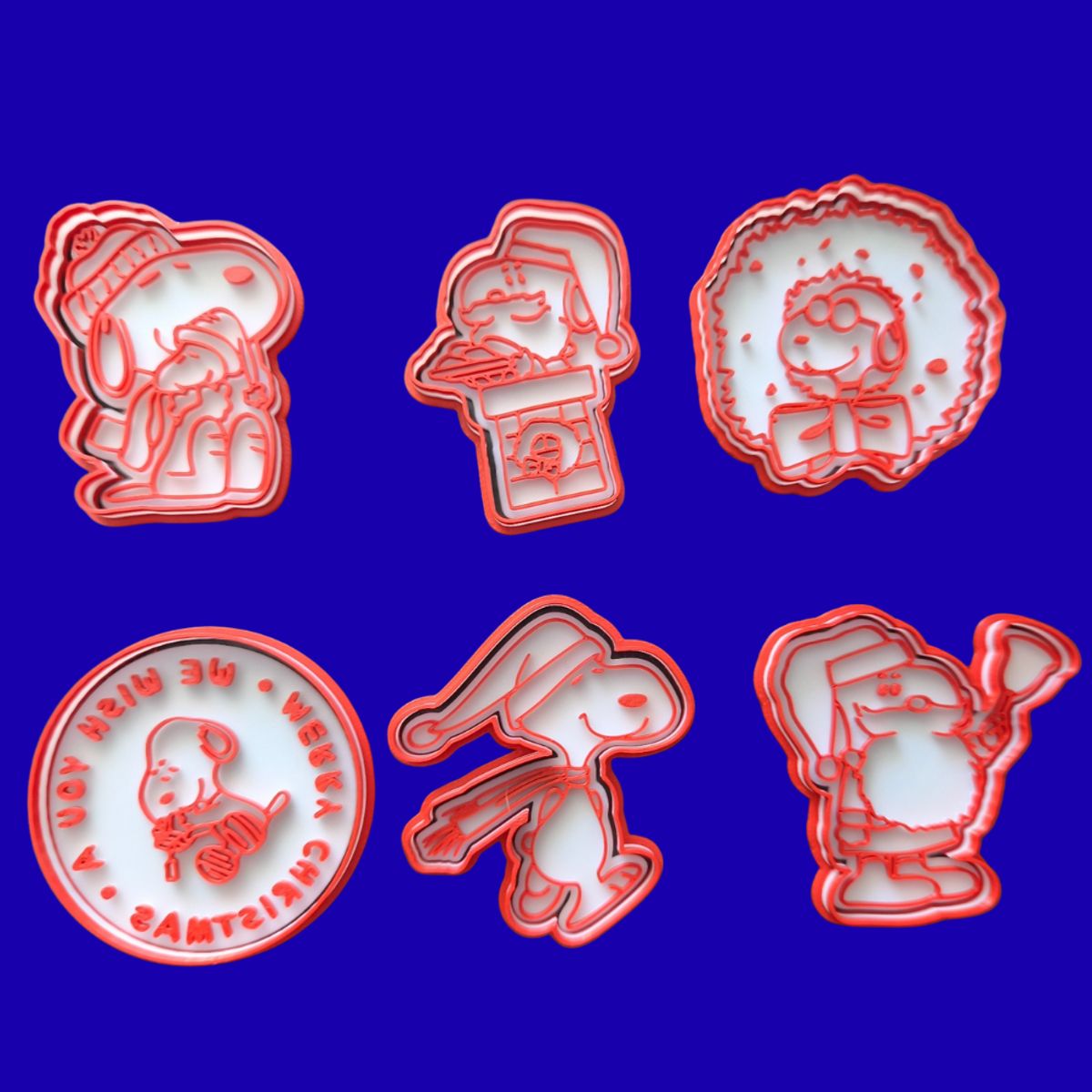 GENERICO - Set 6 Cortadores De Galletas De Navidad De Snoopy 8 Cm