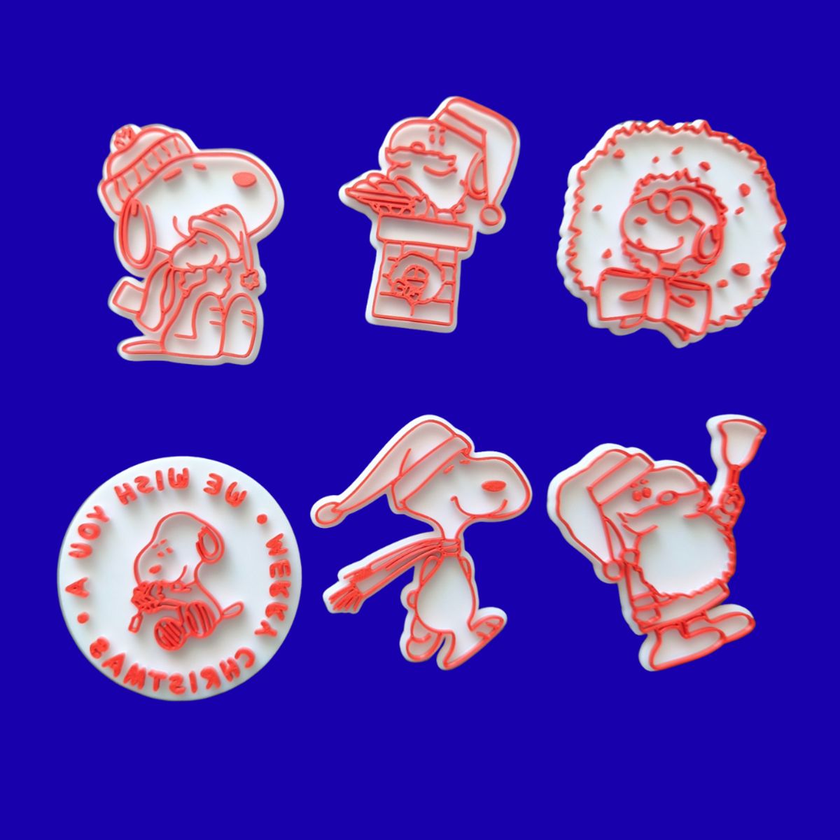 GENERICO - Set 6 Cortadores De Galletas De Navidad De Snoopy 8 Cm