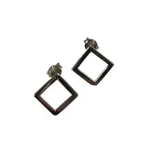 TAETHAI - Aros plata 925 al lóbulo, sin piedras, cuadrados