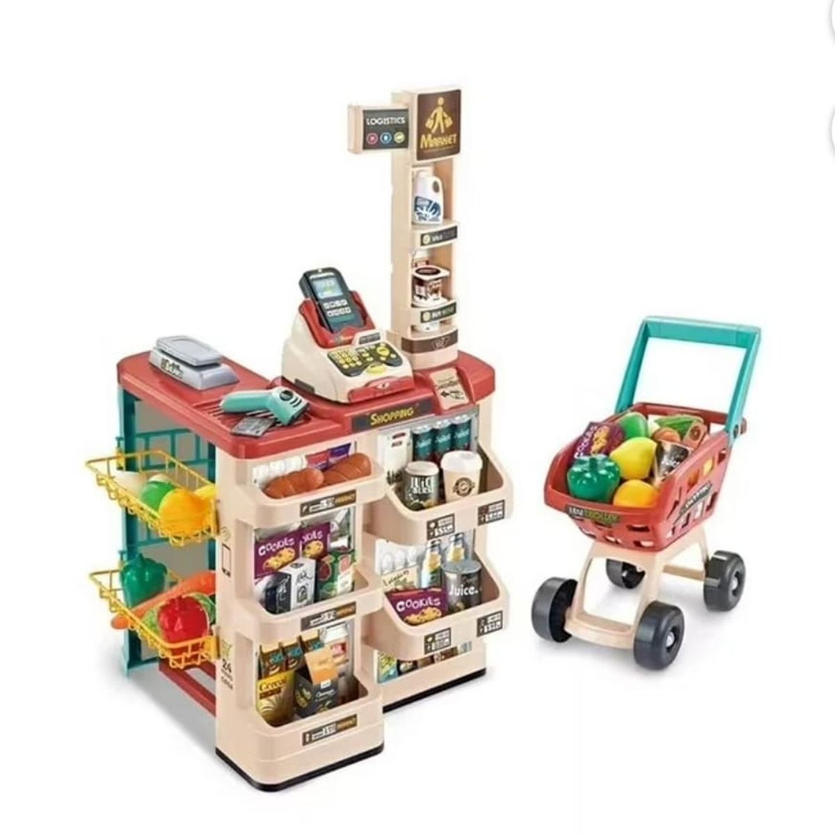 GENERICO - Juego De Supermercado Con Carrito Y 48 Piezas