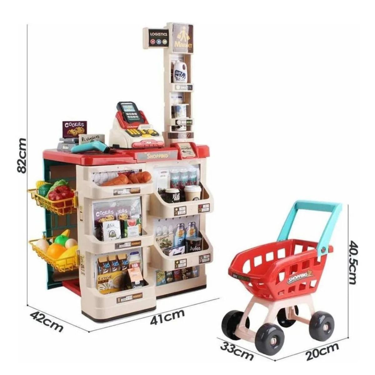 GENERICO - Juego De Supermercado Con Carrito Y 48 Piezas