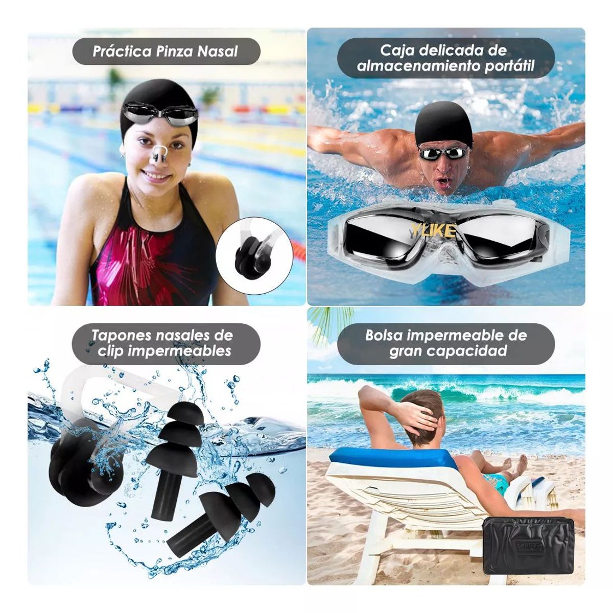 KINDA NICE - Gafas De Nataciónplanas De Alta Definiciónimpermeables