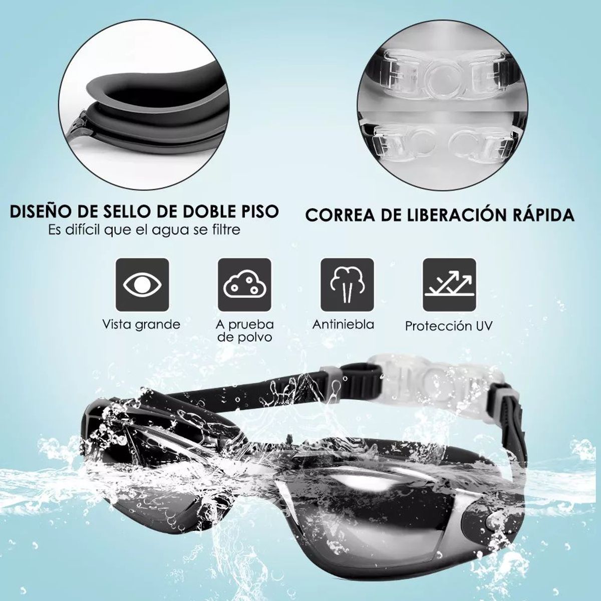 KINDA NICE - Gafas De Nataciónplanas De Alta Definiciónimpermeables