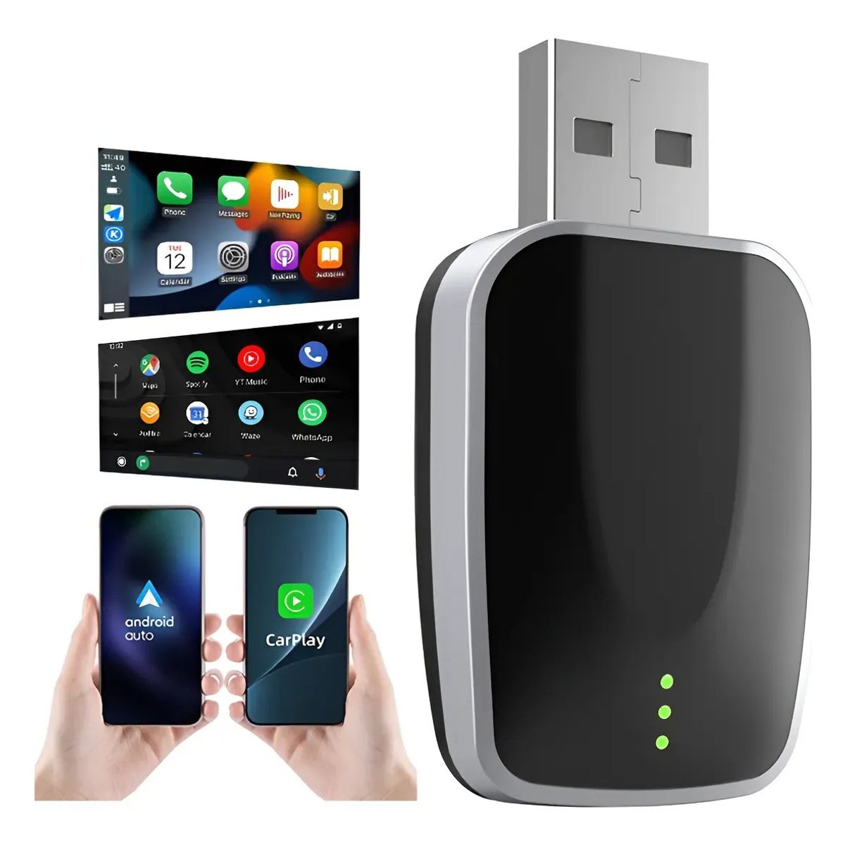 KUANGYE - Adaptador Inalámbrico Car Play Android Auto Converter