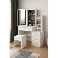 Tocador Moderno Blanco con Espejo Deslizante