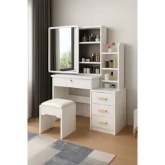 GENERICO - Tocador Moderno Blanco con Espejo Deslizante