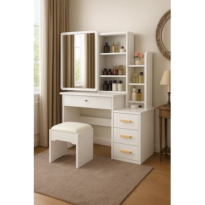 Imagen 2 del producto Tocador Moderno Blanco con Espejo Deslizante