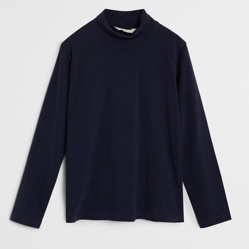 MANGO KIDS - Polera Algodón Organico Cuello Alto Turbo Niña