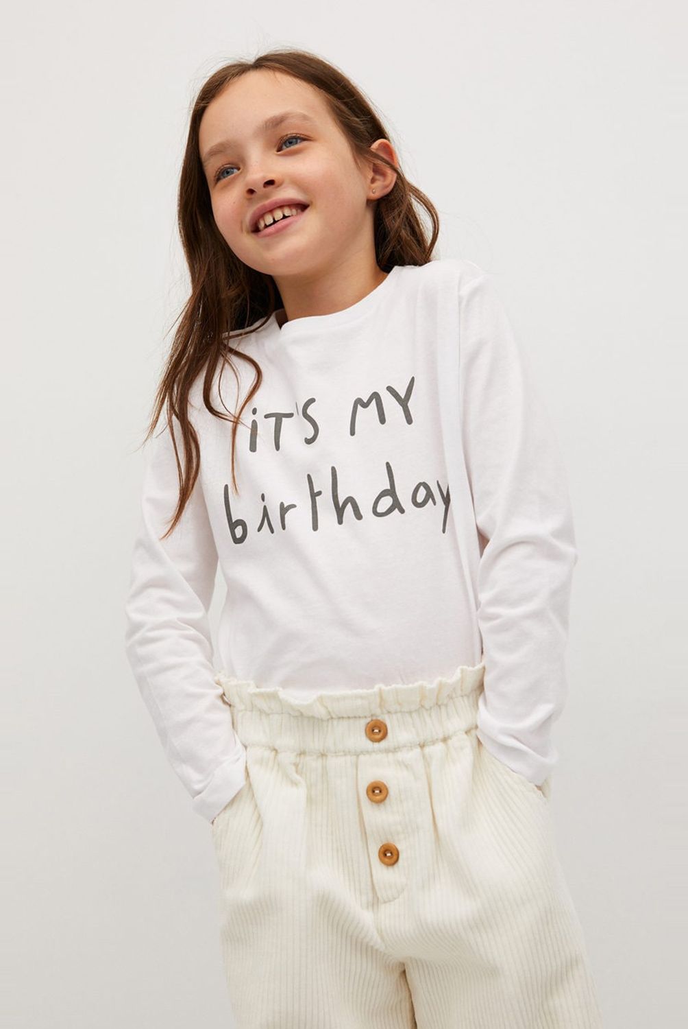 MANGO KIDS - Polera 100% Algodón Orgánico Mensjae Birthday Niña
