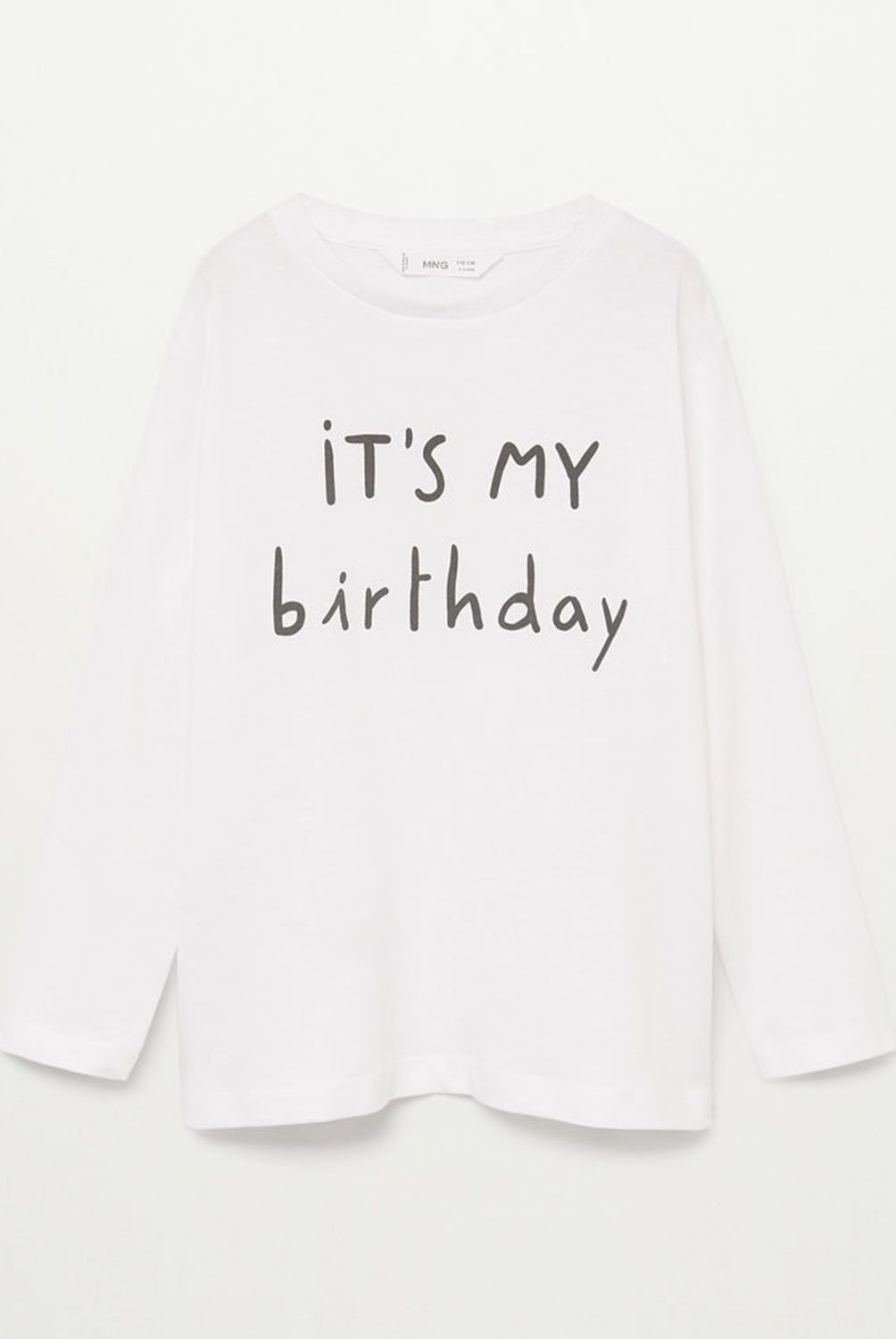 MANGO KIDS - Polera 100% Algodón Orgánico Mensjae Birthday Niña