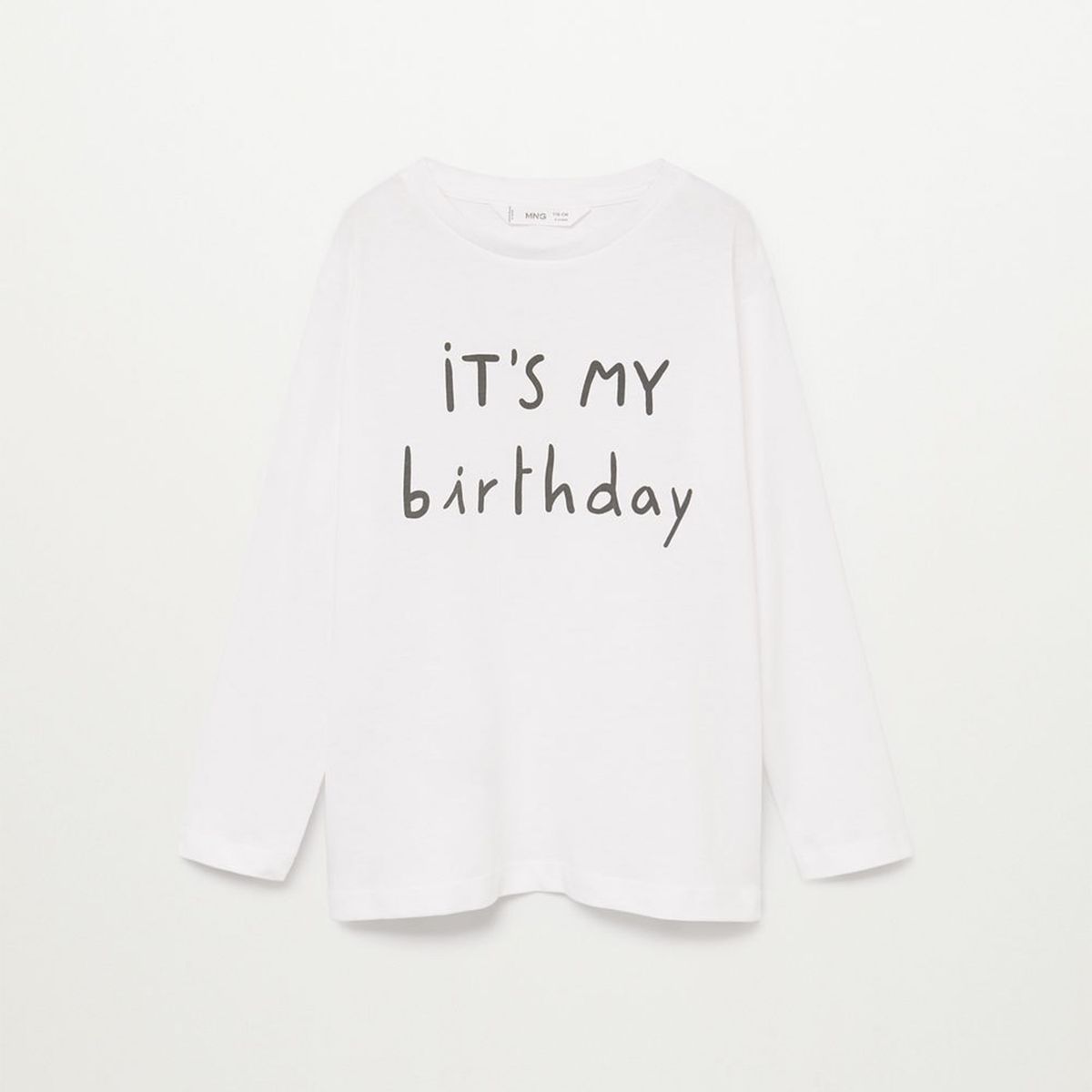 MANGO KIDS - Polera 100% Algodón Orgánico Mensjae Birthday Niña