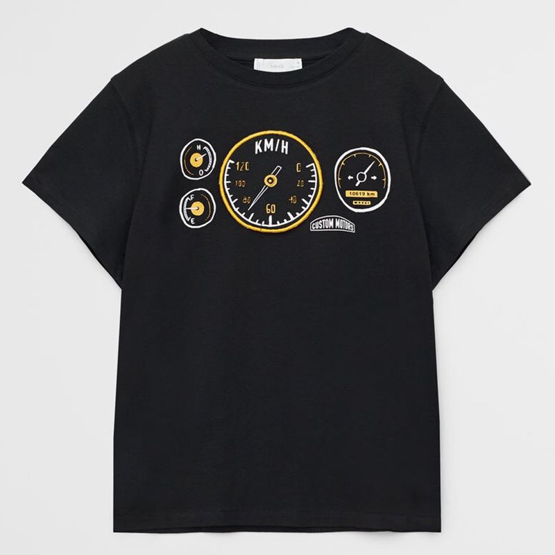 MANGO KIDS - Polera 100% Algodón Relieve Flap Niño