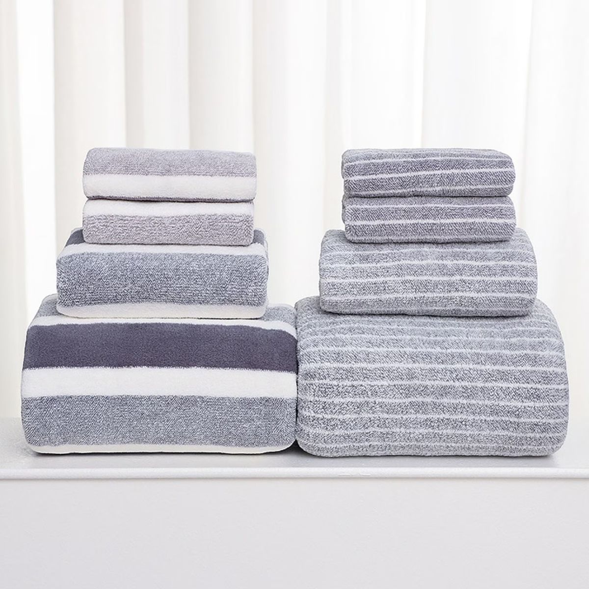 GENERICO - Set de 8 Toallas Rayadas Ultra Absorbentes – Secado Rápido y Estilo Spa