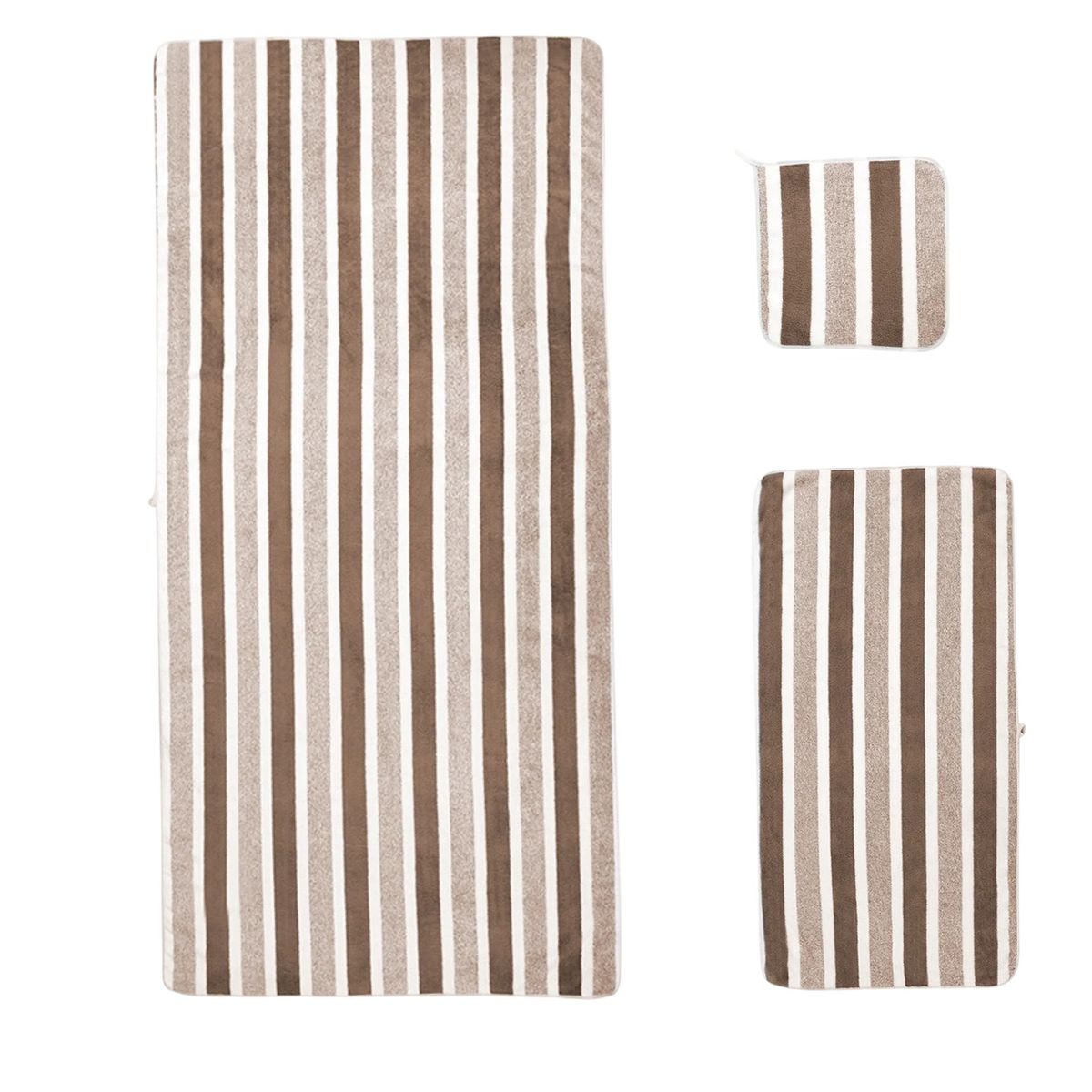 GENERICO - Set de 8 Toallas Rayadas Ultra Absorbentes – Estilo Spa Marron