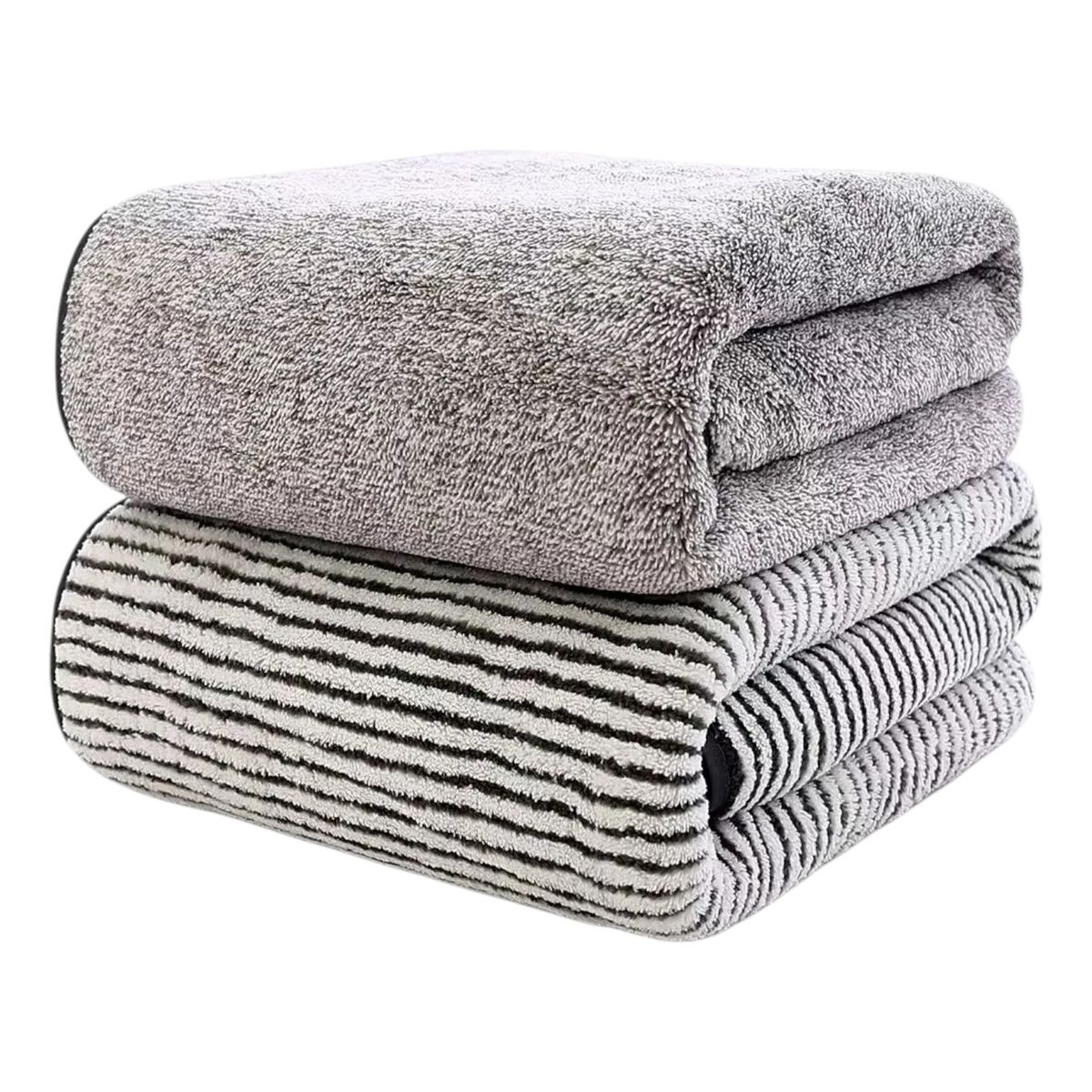 GENERICO - Set de 8 Toallas Rayadas Ultra Absorbentes – Estilo Spa Gris