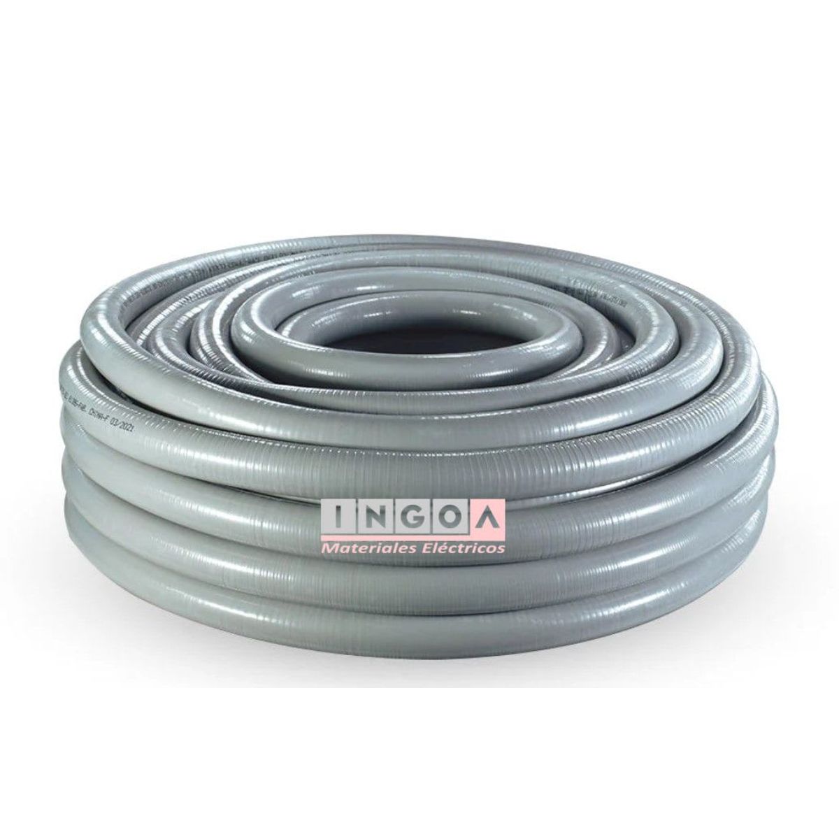 LEXO - Conduit Flexible Metalico/PVC Gris 25MM Exterior Rollo 30 M