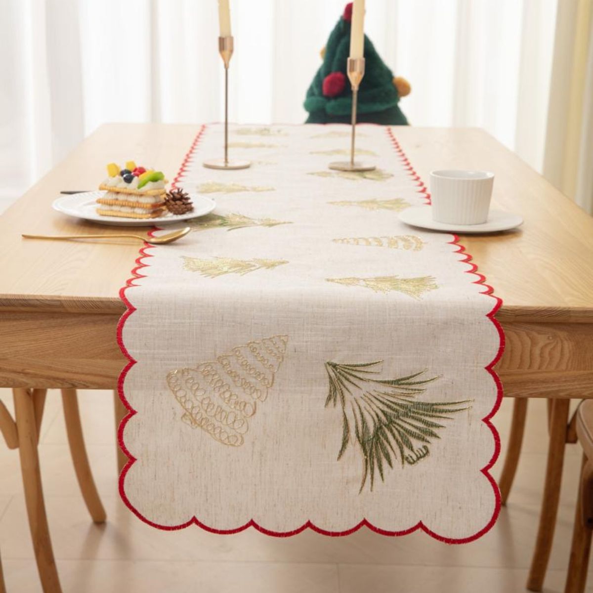 GENERICO - Camino de Mesa Navideño de Lino 36x180 cm  Diseño en Arpillera Ideal para Decoración md02