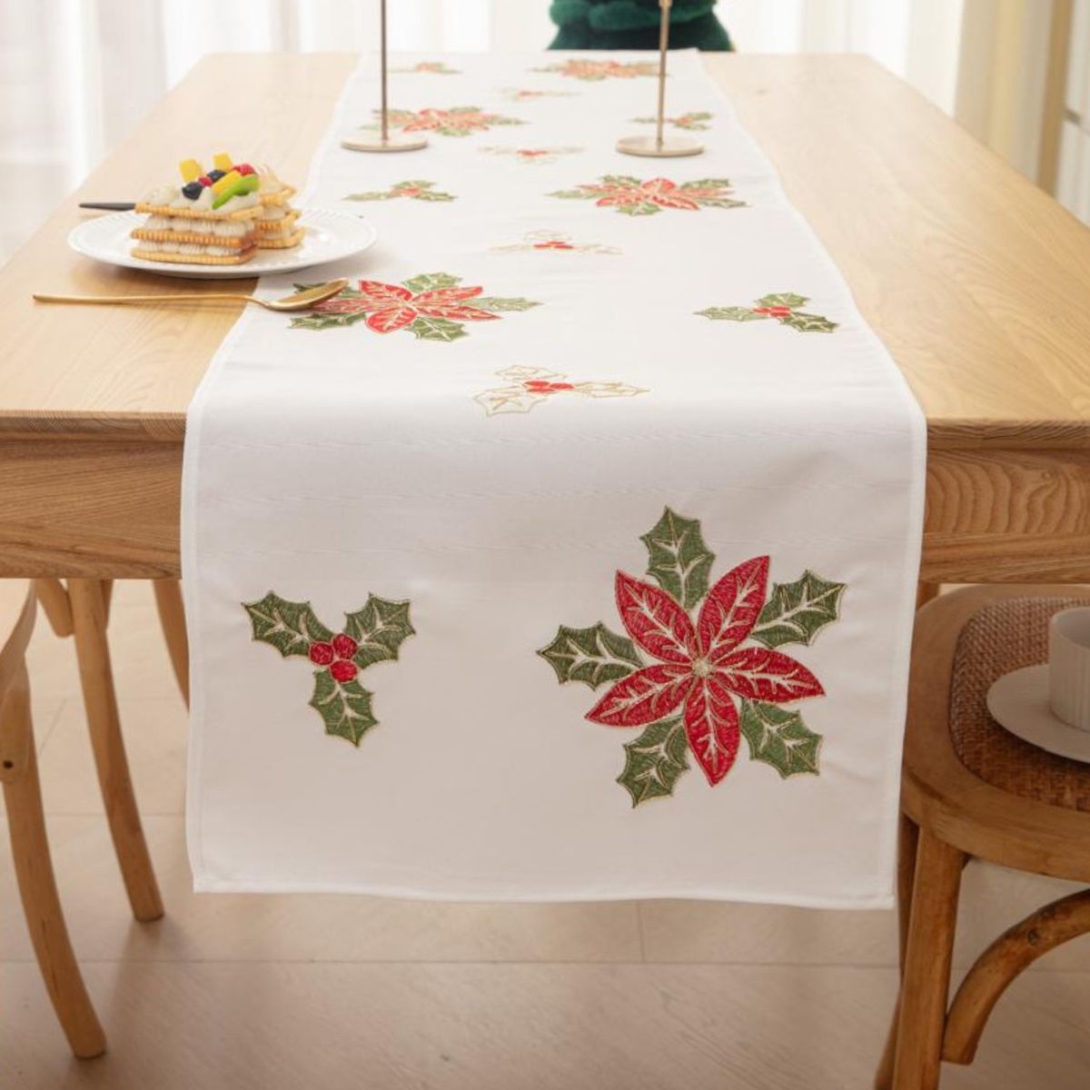 GENERICO - Camino de Mesa Navideño de Lino 36x180 cm  Diseño en Arpillera Ideal para Decoración md03