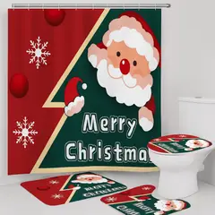 GENERICO - Juego De Baño Navidad Diseño Viejito Pascuero 4 Piezas