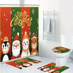GENERICO - Juego De Baño Navidad Diseño Verde Rojo 4 Piezas