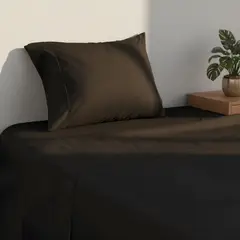 PLUMETTI - Sábana 240 Hilos Embossed Microfibra Negro 1,5 Plazas