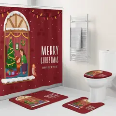 GENERICO - Juego De Baño Navidad Diseño Puerta 4 Piezas