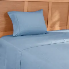 PLUMETTI - Sábana 240 Hilos Embossed Microfibra Celeste 1,5 Plazas