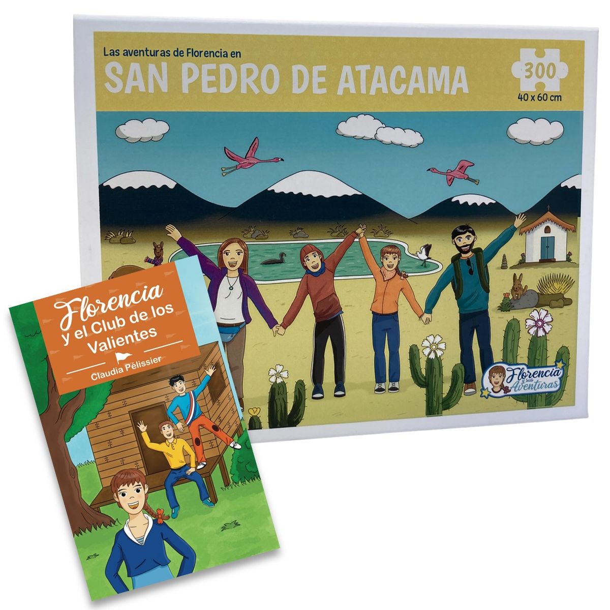 FLORENCIA Y SUS AVENTURAS - Libro Florencia y el Club de los Valientes + Rompecabezas San Pedro de Atacama