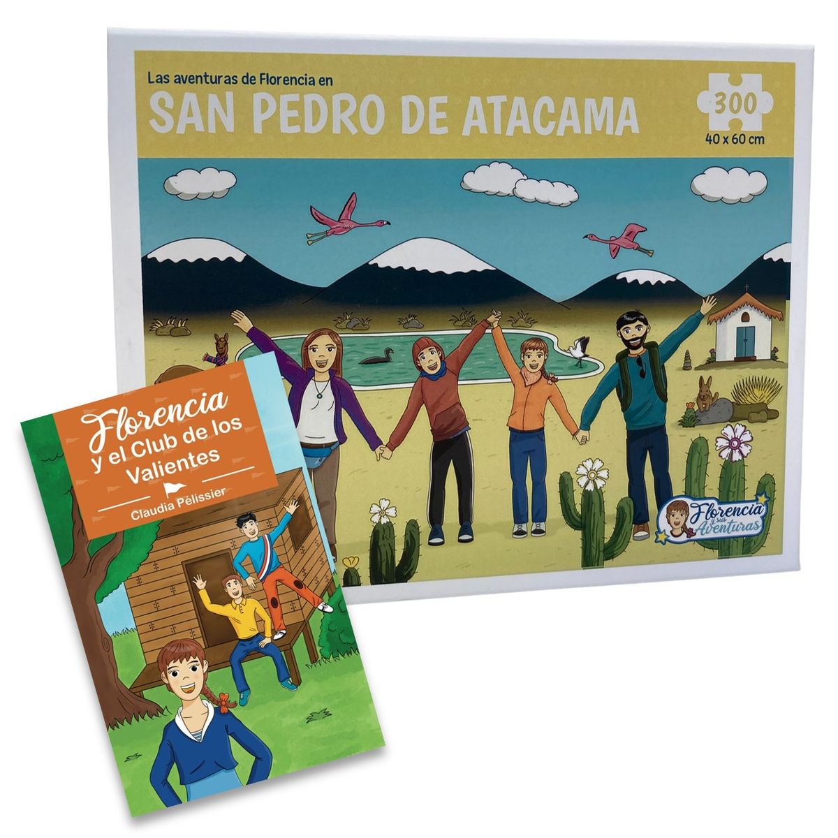 FLORENCIA Y SUS AVENTURAS - Libro Florencia y el Club de los Valientes + Rompecabezas San Pedro de Atacama