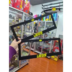 GENERICO - X2 UNIDADES DE PORTA PLACA DE PLASTICO MARCO PARA PLACA NEGRO JEGS LETRA AMARILLA