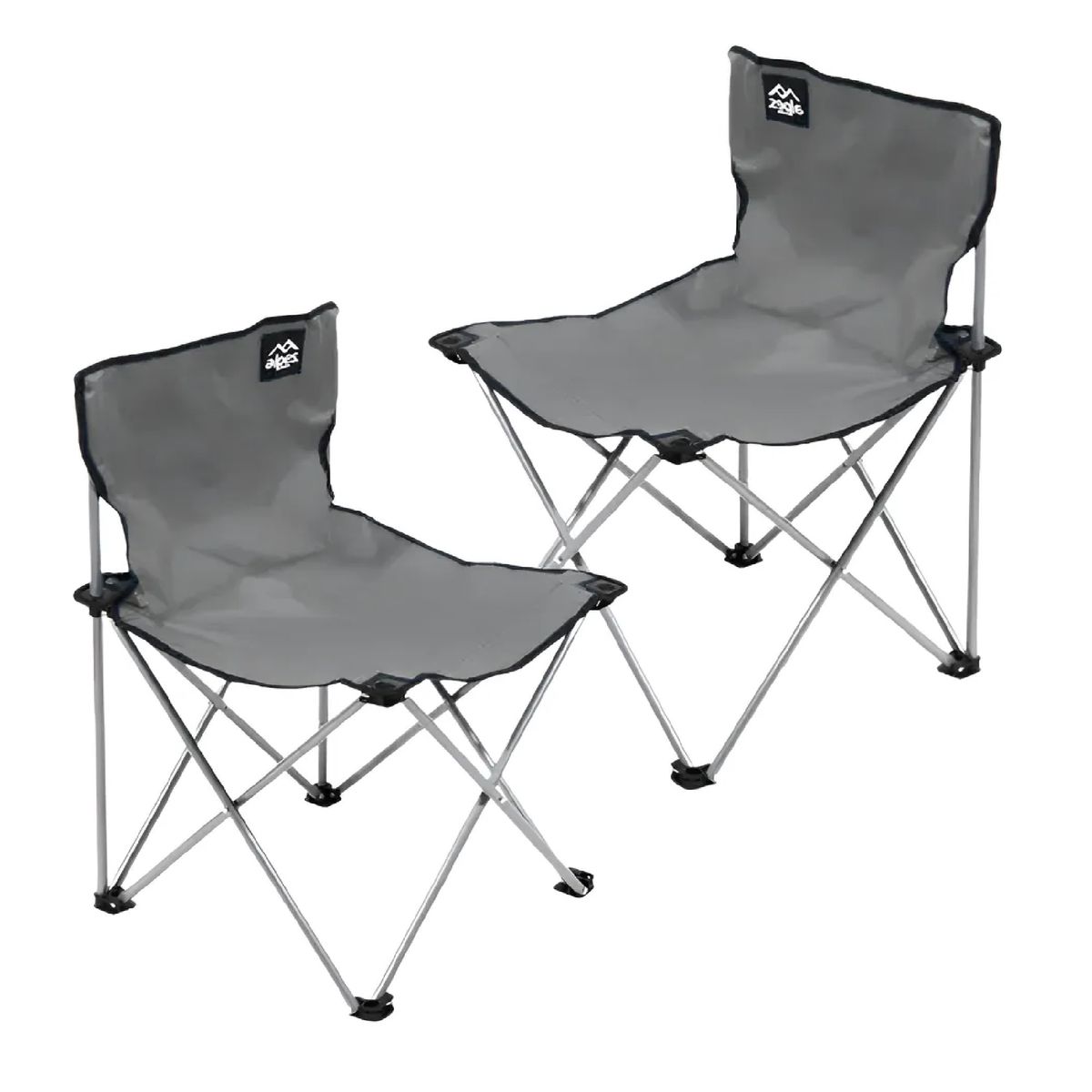 ALPES - Silla De Camping Alpes 45x45x70cm X2 Maxima Comodidad Gris