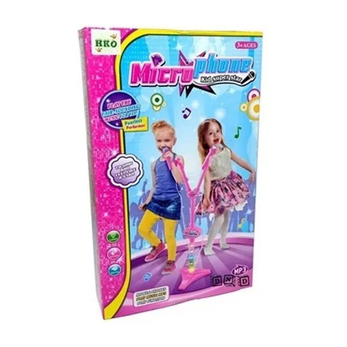 GENERICO - Micrófono Doble Star Party Led Pedestal Para Niños