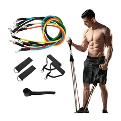 GENERICO - Banda Elastica Tensores Set X 5 Mas Accesorios Para Ejercicios