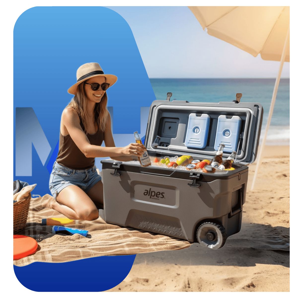 ALPES - Cooler Nevera Rigida Con Ruedas Alpes 50l Frescura Total