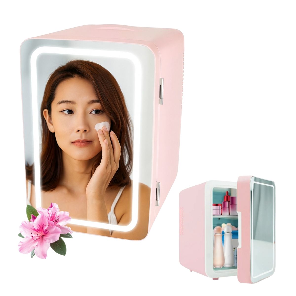 GENERICO - Mini Refrigerador Skincare maquillaje  FríoCalor Espejo y Luz