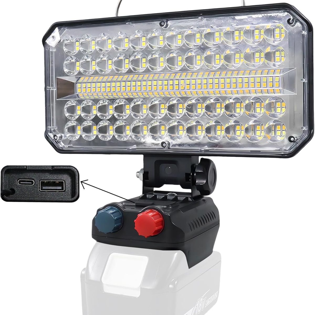 GENERICO - Foco Led Portátil Recargable 100w luz de Trabajo 12v220v Rojo Blanco Frío