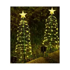 GENERICO - X2 Árbol Navidad Espiral Estaca Solar Decorativa 110cm Amarillo