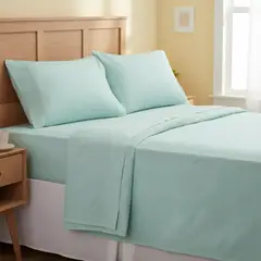 PLUMETTI - Sábana 240 Hilos Embossed Microfibra Verde 2 Plazas