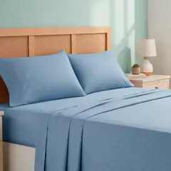 PLUMETTI - Sábana 240 Hilos Embossed Microfibra Celeste 2 Plazas