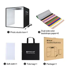 FACTORYTECH - Estudio Fotográfico Portátil Pulux Con Luz LED Y Fondos De Colores