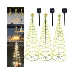 GENERICO - X3 Árbol Navidad Espiral Estaca Solar Decorativa 110cm Amarill