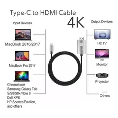 GENERICO - Adaptador cable 2m Usb Tipo C A Hdmi Usb-c A Hdmi 4k 60hz