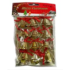 GENERICO - Set 12 Adornos Navideños Campanas Doradas