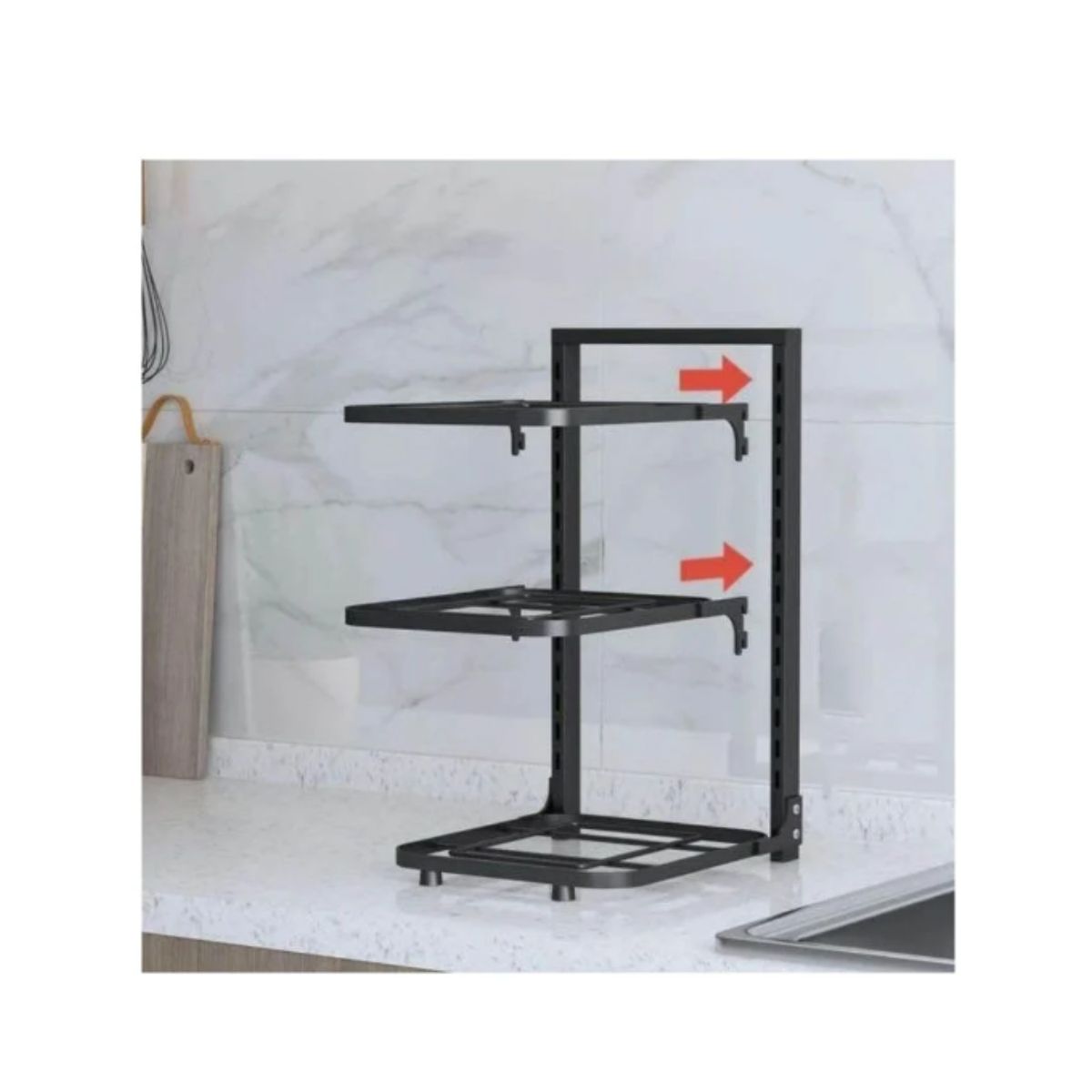 GENERICO - ORGANIZADOR 3 NIVELES ESTANTE MULTIUSO COCINA PLATOS OLLAS ACERO