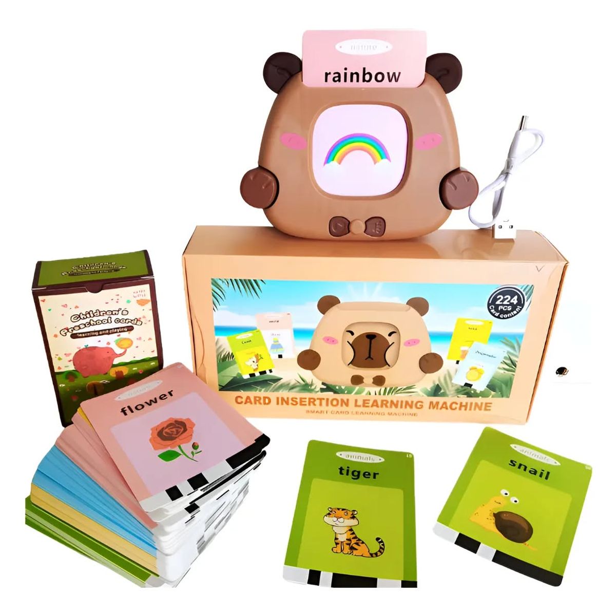 GENERICO - Juego didactico aprendizaje tarjetas Español 224 palabras de capybara