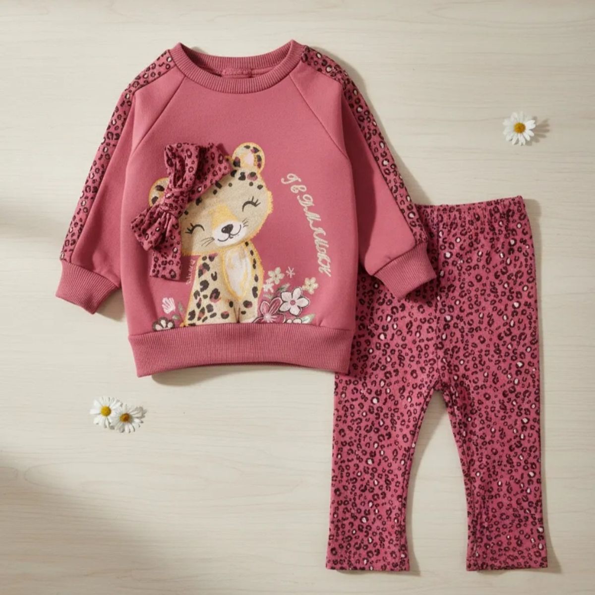 TEDMIMAK - Conjunto Bebé en Algodón Leoparda Uva