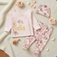 TEDMIMAK - Ajuar 3 Piezas 100% algodon para bebe Niña