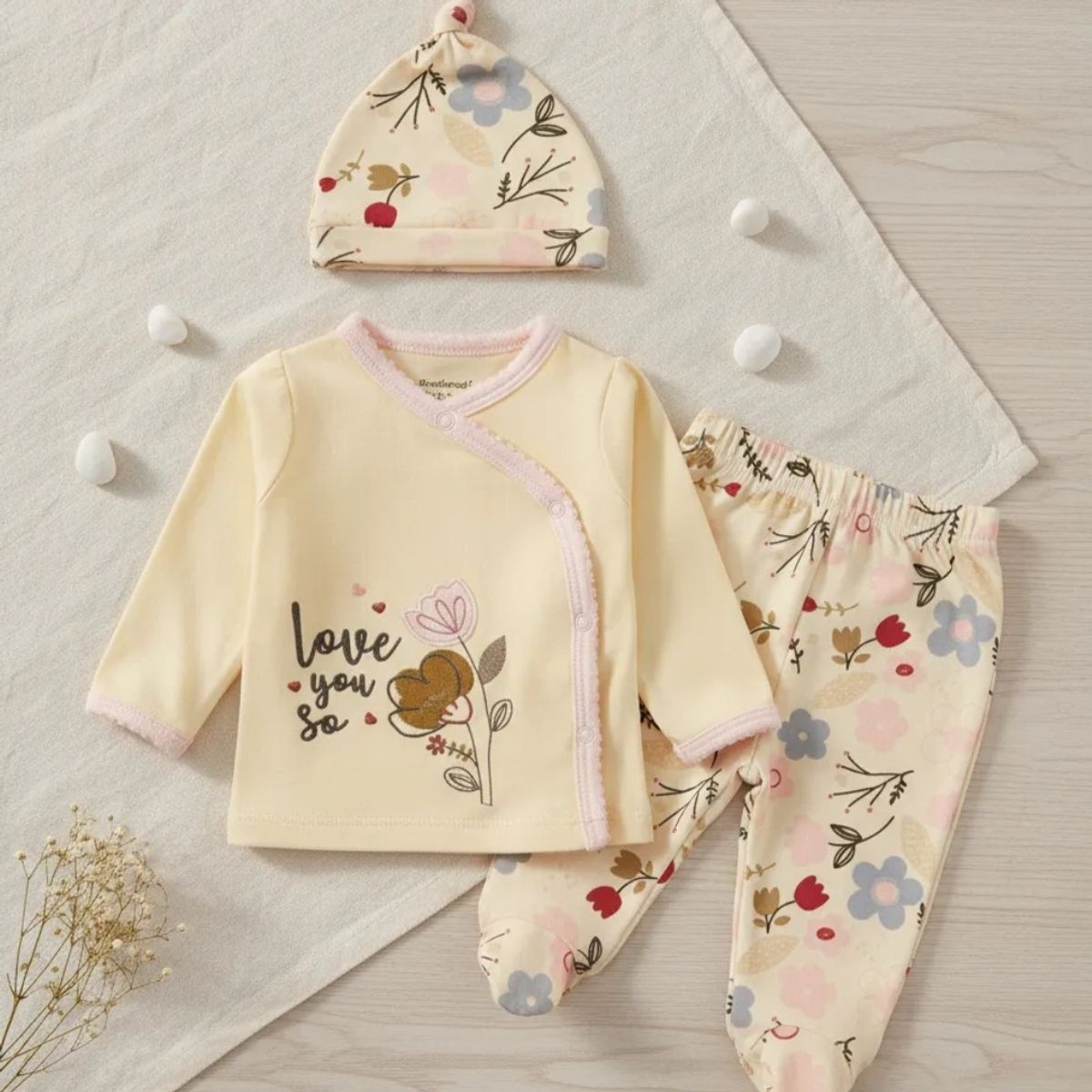 TEDMIMAK - Ajuar 3 Piezas 100% algodon para bebe Niña